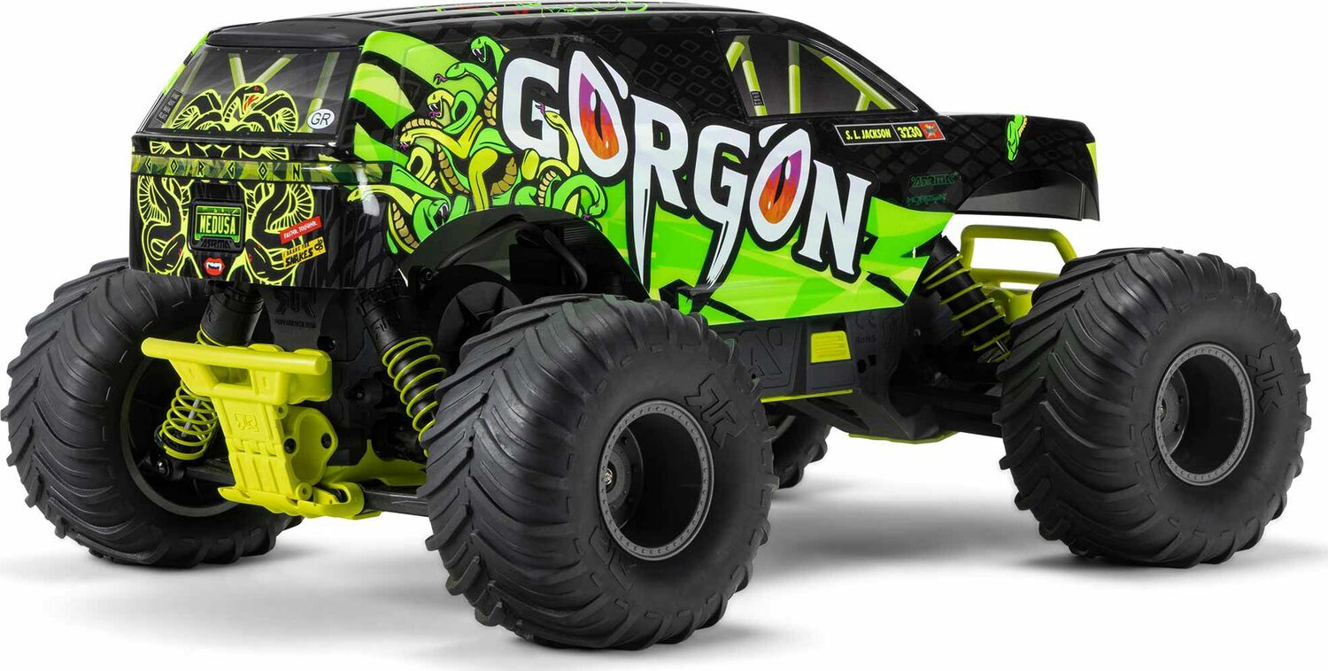 1/10 GORGON 4X2 MEGA 550 Brushed Monster Truck RTR with Battery & Charger, Yellow